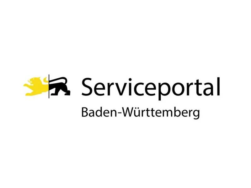 Das Bild zeigt das Logo des Serviceportals Baden-Württemberg, welches einen gelben und schwarzen Löwen enthält.