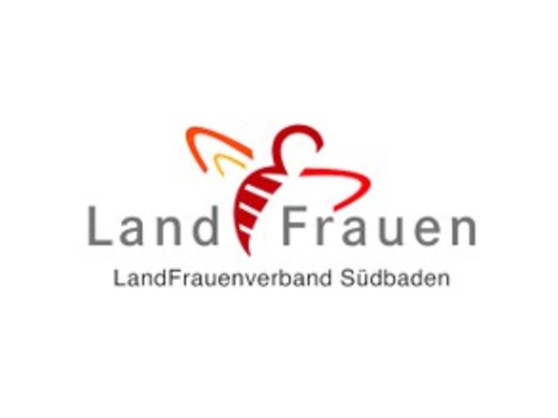 Das Bild zeigt das Logo des LandFrauenverbandes Südbaden mit stilisiertem rotem, gelbem und orangem Emblem über dem Schriftzug "LandFrauen".
