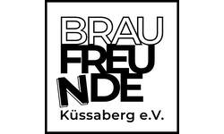 Das Bild zeigt ein schwarz-weißes Logo mit dem Text "BRAUFREUNDE Küssaberg e.V." in fettgedruckter Schrift.