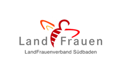 Das Logo zeigt eine stilisierte Figur mit roten und orangefarbenen Flügeln, daneben der Text "Land Frauen" und darunter "LandFrauenverband Südbaden".